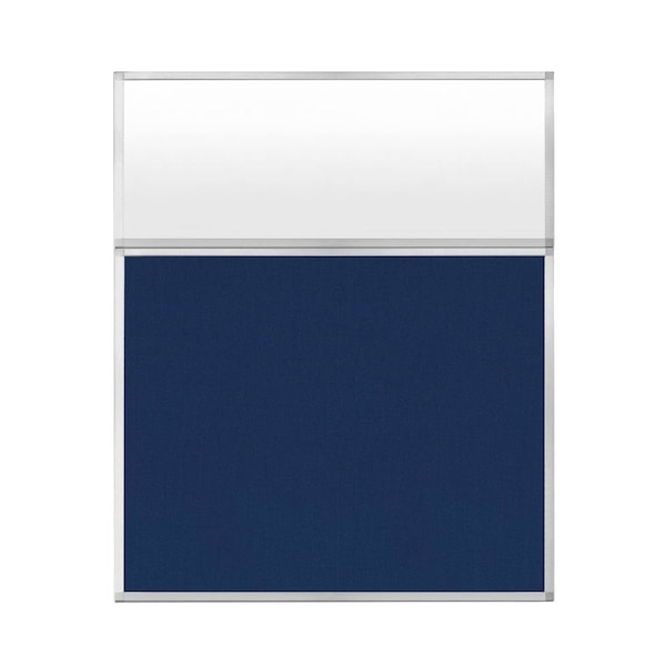 Hush Panel Configurable Cubicle Partition 5' x 6' W/ Window Navy Blue Fabric Frosted Window